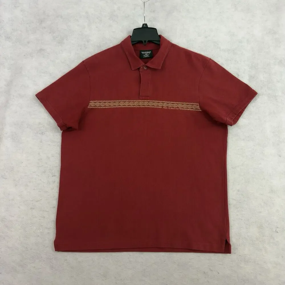 Polo Jeans Co Polo Shirt Mens XL Burgundy Embroidered Cotton Vintage Y2K